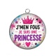 Pendentif Cabochon Argent - j'men fous je suis une princesse