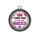 Pendentif Cabochon Argent - j'men fous je suis une princesse