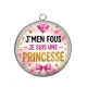 Pendentif Cabochon Argent - j'men fous je suis une princesse