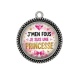 Pendentif Cabochon Argent - j'men fous je suis une princesse