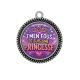 Pendentif Cabochon Argent - j'men fous je suis une princesse