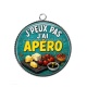 Pendentif Cabochon Argent -  j'peux pas j'ai apéro