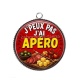 Pendentif Cabochon Argent -  j'peux pas j'ai apéro