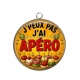 Pendentif Cabochon Argent -  j'peux pas j'ai apéro