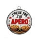 Pendentif Cabochon Argent -  j'peux pas j'ai apéro
