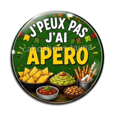 Cabochon Verre -  j'peux pas j'ai apéro