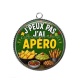 Pendentif Cabochon Argent -  j'peux pas j'ai apéro