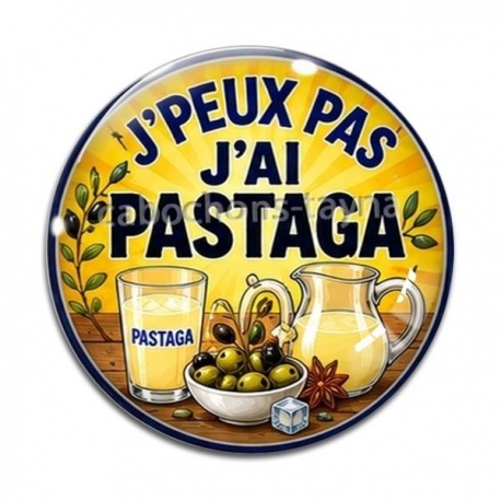Cabochon Verre - j'peux pas j'ai pastaga