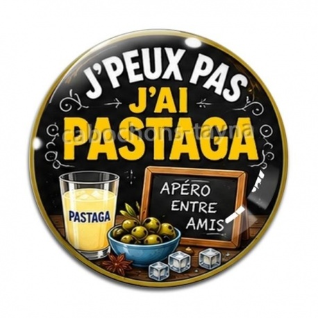 Cabochon Verre - j'peux pas j'ai pastaga