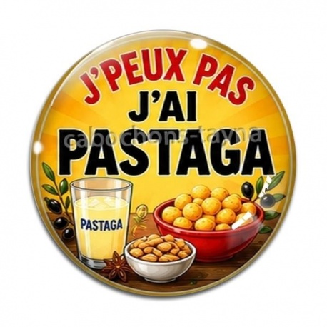 Cabochon Verre - j'peux pas j'ai pastaga