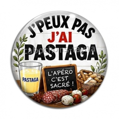Cabochon Verre - j'peux pas j'ai pastaga