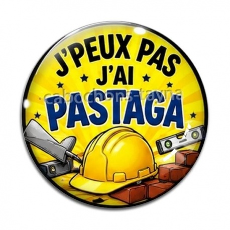 Cabochon Verre - j'peux pas j'ai pastaga