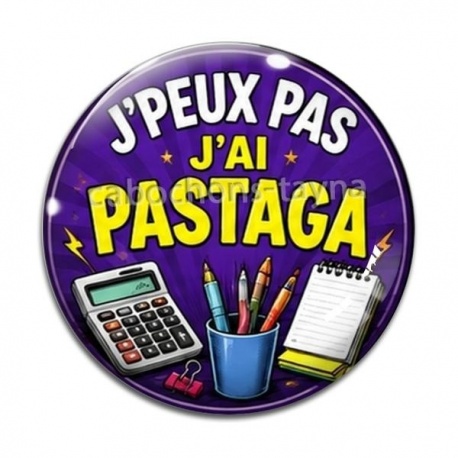 Cabochon Verre - j'peux pas j'ai pastaga