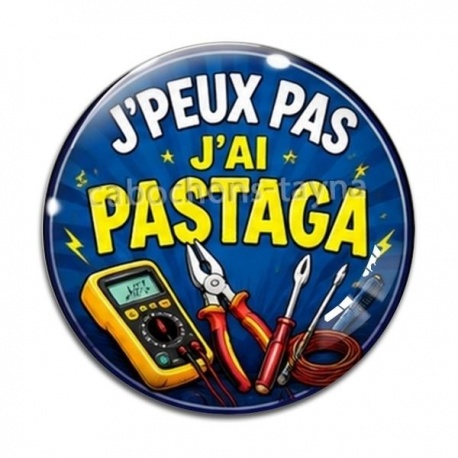 Cabochon Verre - j'peux pas j'ai pastaga