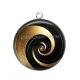 Pendentif Cabochon Argent - spirale noire et or