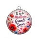 Pendentif Cabochon Argent -  tu es la meilleur grande soeur