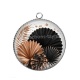 Pendentif Cabochon Argent - feuille exotique 