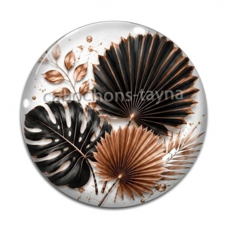 Cabochon Verre - feuille exotique 