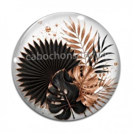 Cabochon Verre - feuille exotique 