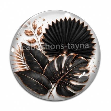 Cabochon Verre - feuille exotique 
