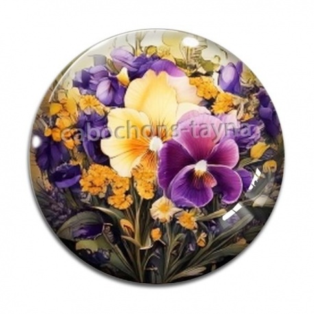 Cabochon Verre - fleur exotique