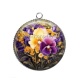 Pendentif Cabochon Argent - fleur exotique