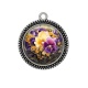 Pendentif Cabochon Argent - fleur exotique