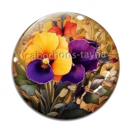 Cabochon Verre - fleur exotique