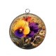 Pendentif Cabochon Argent - fleur exotique