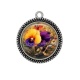 Pendentif Cabochon Argent - fleur exotique