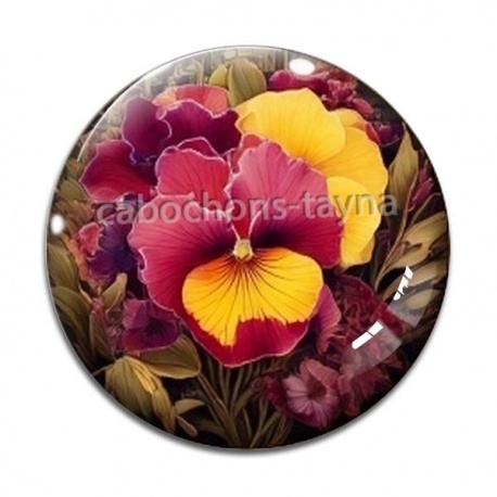 Cabochon Verre - fleur exotique