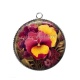 Pendentif Cabochon Argent - fleur exotique