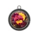 Pendentif Cabochon Argent - fleur exotique