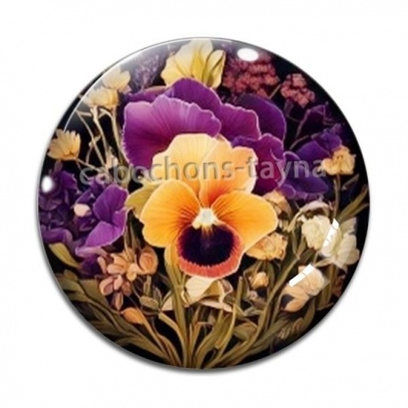 Cabochon Verre - fleur exotique