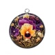 Pendentif Cabochon Argent - fleur exotique