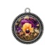 Pendentif Cabochon Argent - fleur exotique