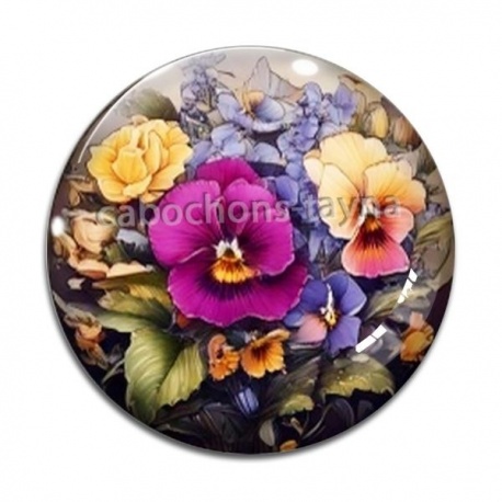 Cabochon Verre - fleur exotique