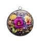 Pendentif Cabochon Argent - fleur exotique