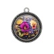 Pendentif Cabochon Argent - fleur exotique