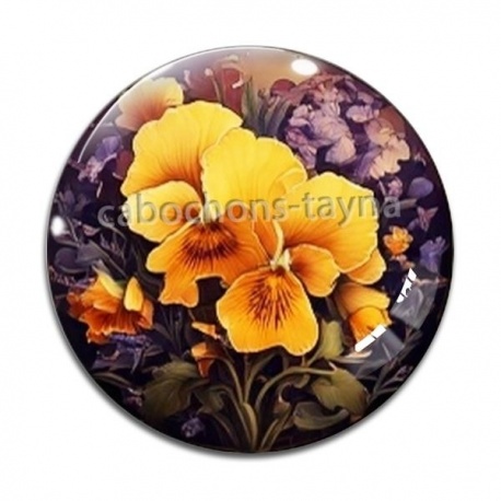 Cabochon Verre - fleur exotique
