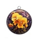 Pendentif Cabochon Argent - fleur exotique