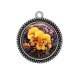 Pendentif Cabochon Argent - fleur exotique