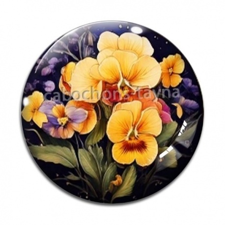 Cabochon Verre - fleur exotique