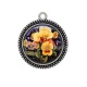 Pendentif Cabochon Argent - fleur exotique