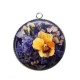Pendentif Cabochon Argent - fleur exotique