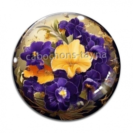 Cabochon Verre - fleur 