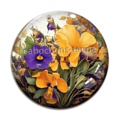Cabochon Verre - fleur 