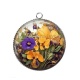 Pendentif Cabochon Argent - fleur 