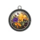 Pendentif Cabochon Argent - fleur 