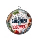 Pendentif Cabochon Argent - je suis un cuisinier qui déchire